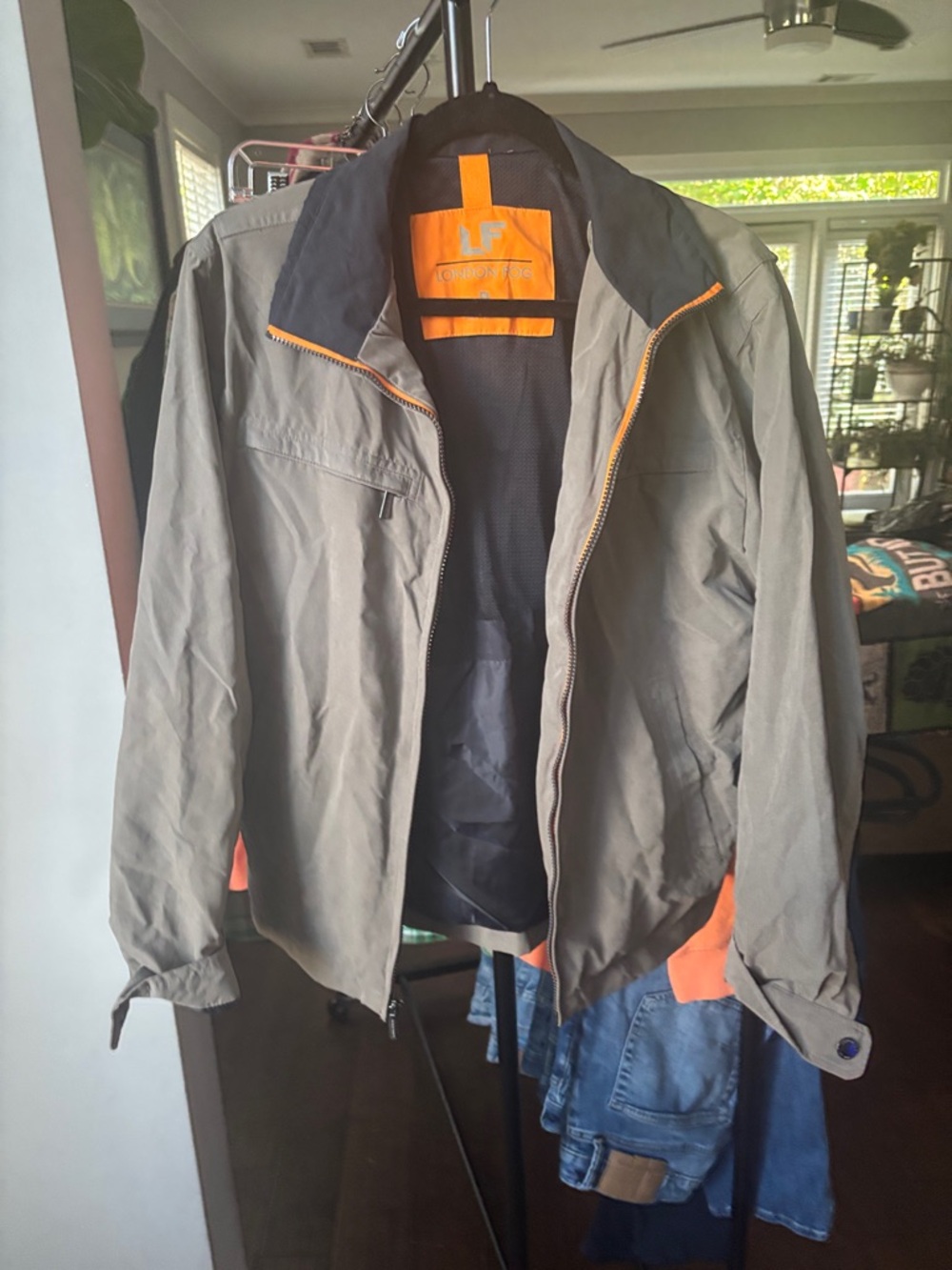 London Fog Olive Jacket with Orange Accents